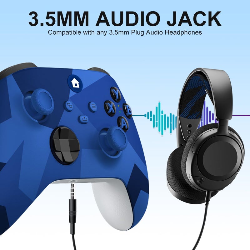 BUERTT Store وحدة تحكم Xbox One، وحدة تحكم Xbox اللاسلكية لجهاز Xbox One، Xbox Series X/S، وحدة تحكم لاسلكية مع مقبس صوت 3.5 مم، مع محول لاسلكي 2.4GHz، لون كمو أزرق - Image 5